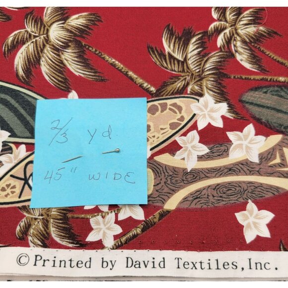 Hawaiian Print Surfboards Palms David Textiles Cotton Blend Coordinating Fabrics - Picture 6 of 7